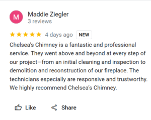 Glowing Review from Maddie - Chelsea's Chimney