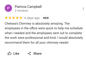 Patricia's Review of Chelsea's Chimney